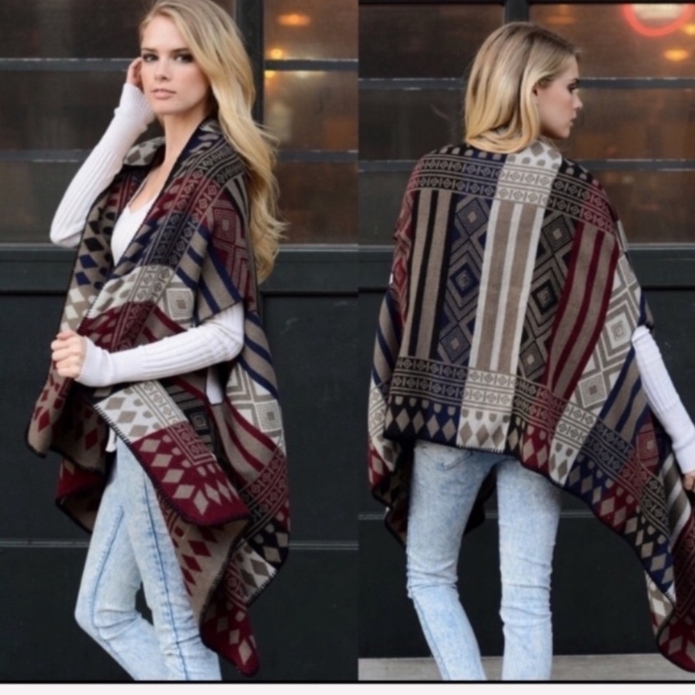 Poncho With Arm Holes - Fall Colors